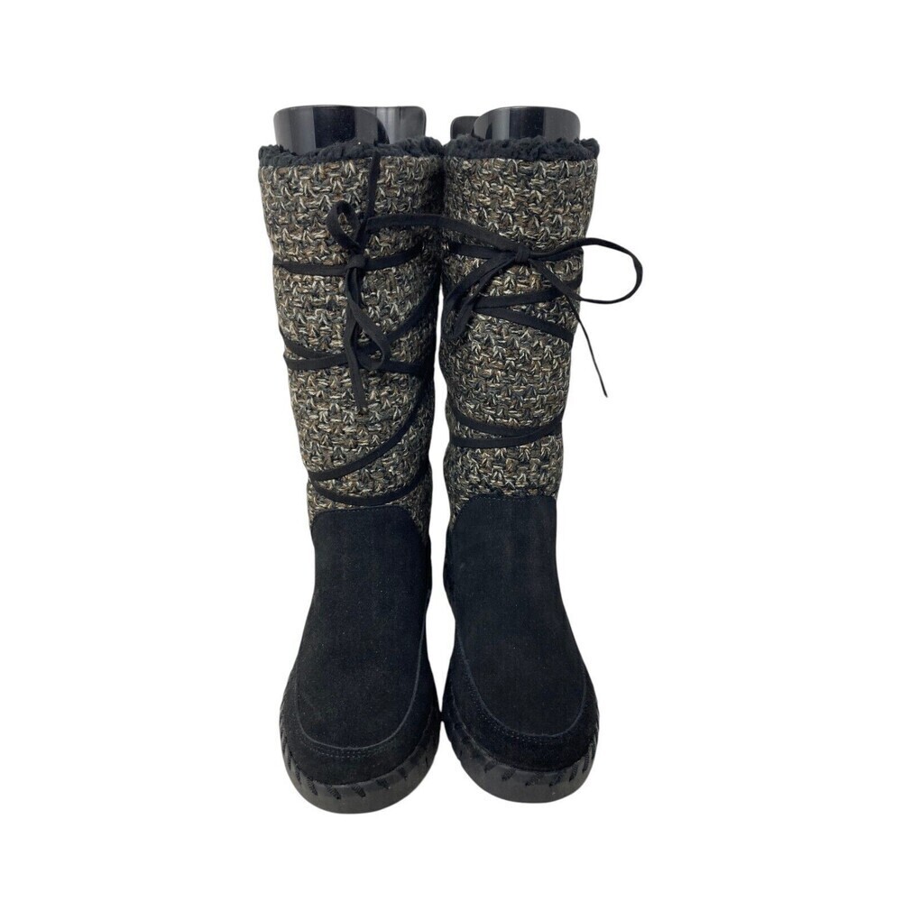 Muk Luks Flexi New York Women's Size 6 Black Suede Winter Snow Boots - Picture 5 of 10